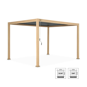 Pergola Bioclimatique coloris bois clair – Triomphe – 3x4m. aluminium. à lames orientables