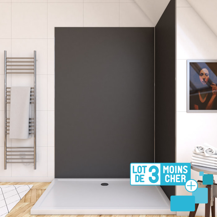 LOT de 3 Panneaux Muraux pour salle de bains en Aluminium Gris - 120x210cm - WALL'IT