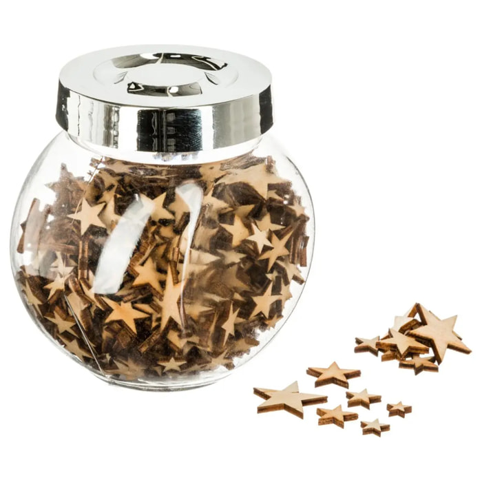 Bocal d'accessoires déco étoile ou flocon bois