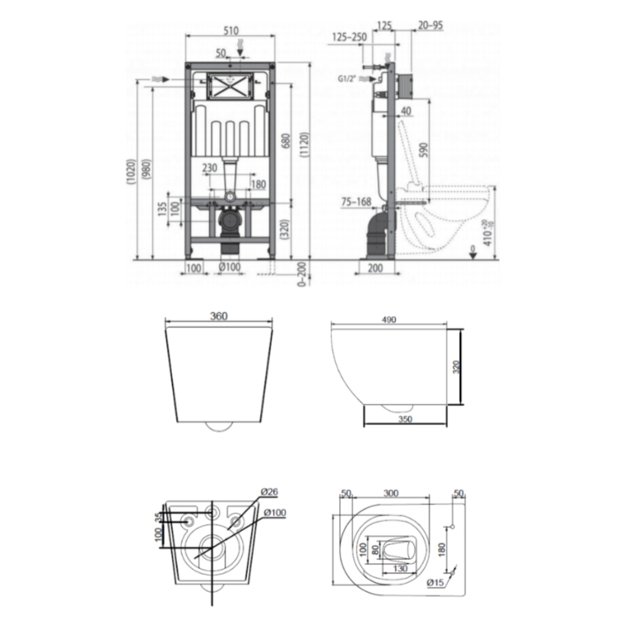 Pack WC bâti-support autoportant + WC suspendu sans bride Ceramia PixL avec abattant SoftClose + plaque (STCEPXBMT02-U)