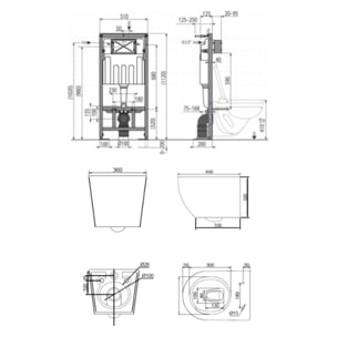 Pack WC bâti-support autoportant + WC suspendu sans bride Ceramia PixL avec abattant SoftClose + plaque (STCEPXBMT02-U)