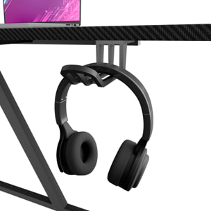 Shigeru - Scrivania da Gaming Angolare 140x99x76 cm con LED in MDF e Metallo Nero