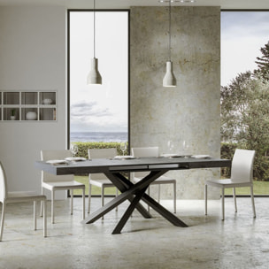 Table extensible 90x160/420 cm Volantis Gris Béton cadre Anthracite