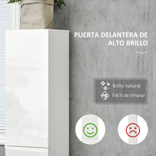 kleankin Armario Alto de Baño con 1 Cajón y 5 Estantes Abiertos Columna Auxiliar de Baño para Salón Aseo Dormitorio Estilo Moderno 30x28x170 cm Blanco