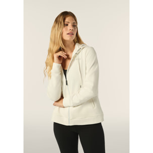 Tuta donna comfort fit in felpa con cappuccio stampe argento