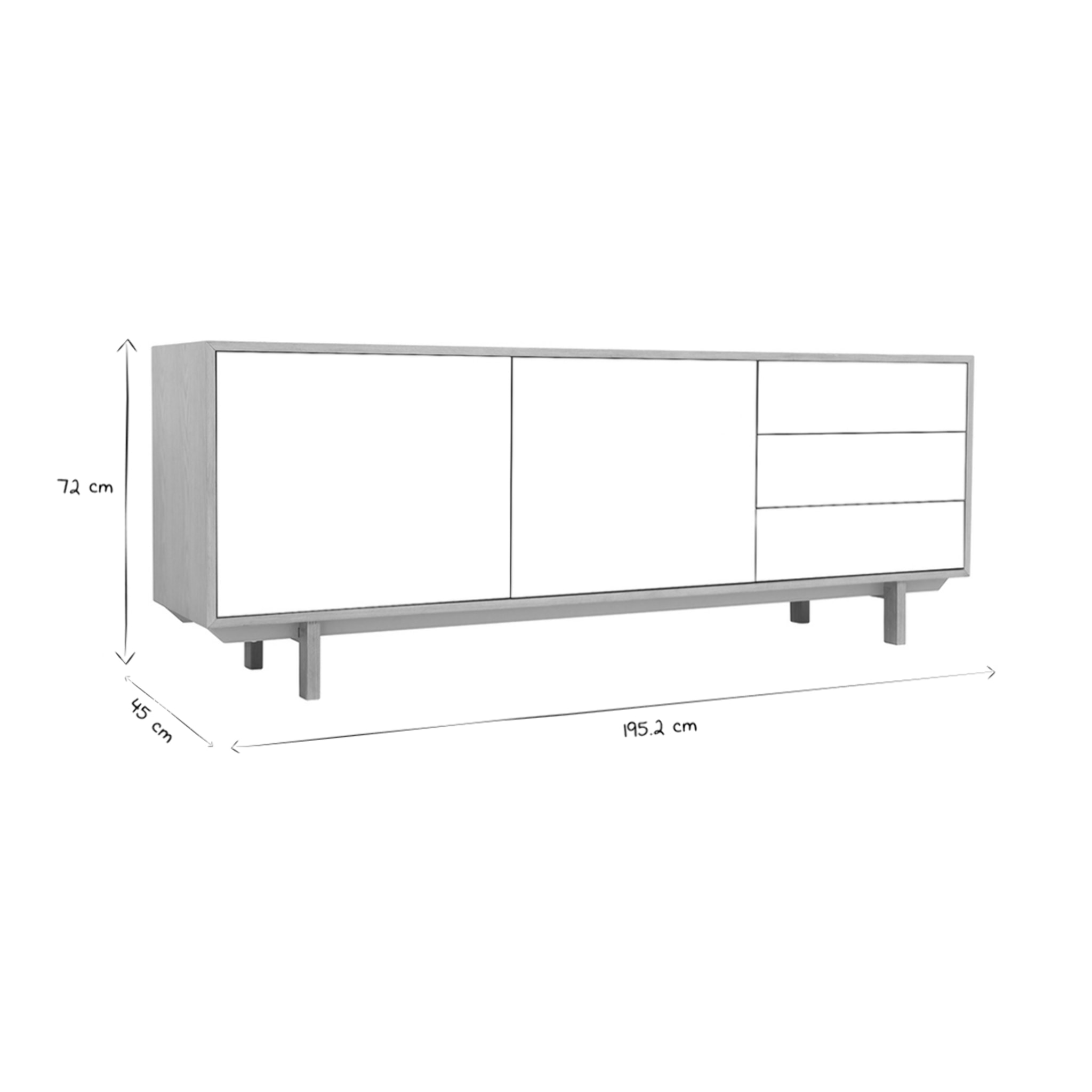 Buffet scandinave bois et blanc 2 portes 3 tiroirs L195 cm SID