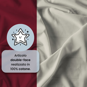 COMPLETO LETTO NATURAL COLOR, 100% Cotone, Made in Italy - BORDEAUX/PANNA