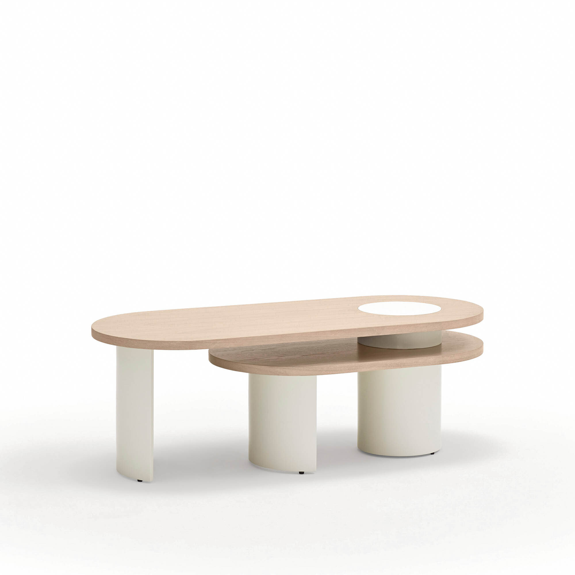 Mesa de centro Nori natural claro y patas crema