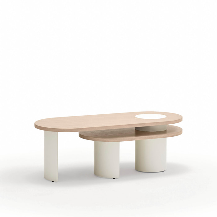 Mesa de centro Nori natural claro y patas crema