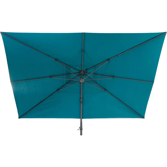 Parasol déporté "Melhia" bleu canard 3x3m