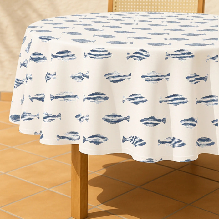 Nappe ronde anti-taches Gyala Bleu