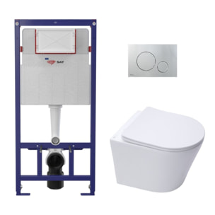 Pack WC bâti ECO 2L Swiss Aqua Technologies + WC suspendu Swiss Aqua Technologies + plaque chrome (STESTINWR05-FR)