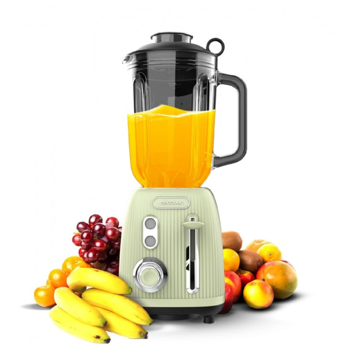 Cecotec Blender Mixeur Retro Power Black Titanium RetroGreen. Puissance Maximale