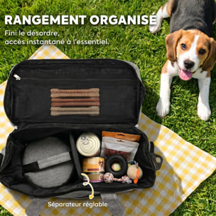 Sac à friandises et croquettes pour chien 2 paniers bol pliable silicone gris clair