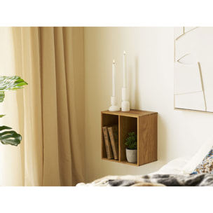 Mensola da parete con scomparti verticali Townsville in rovere massiccio 30x18x30 cm