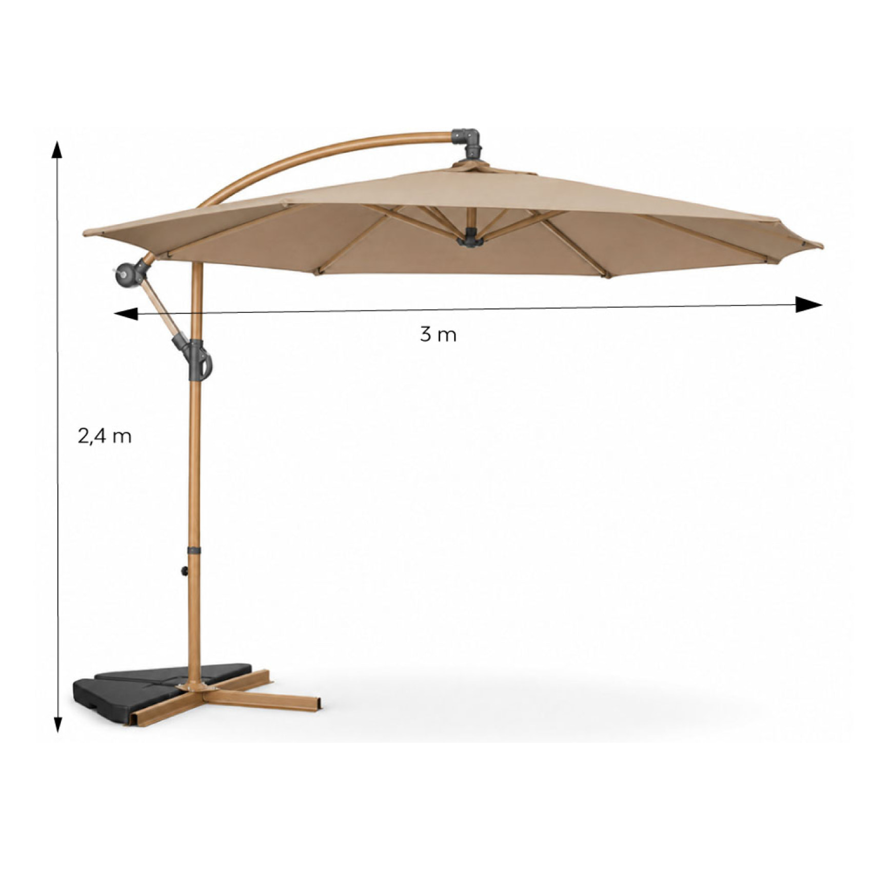 Parasol déporté octogonal  300 cm taupe FREY