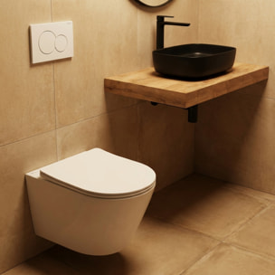 Pack WC Bati-support Geberit + WC Swiss Aqua Technologies Infinitio sans bride + Plaque Blanc alpin (InfinitioGeb1)