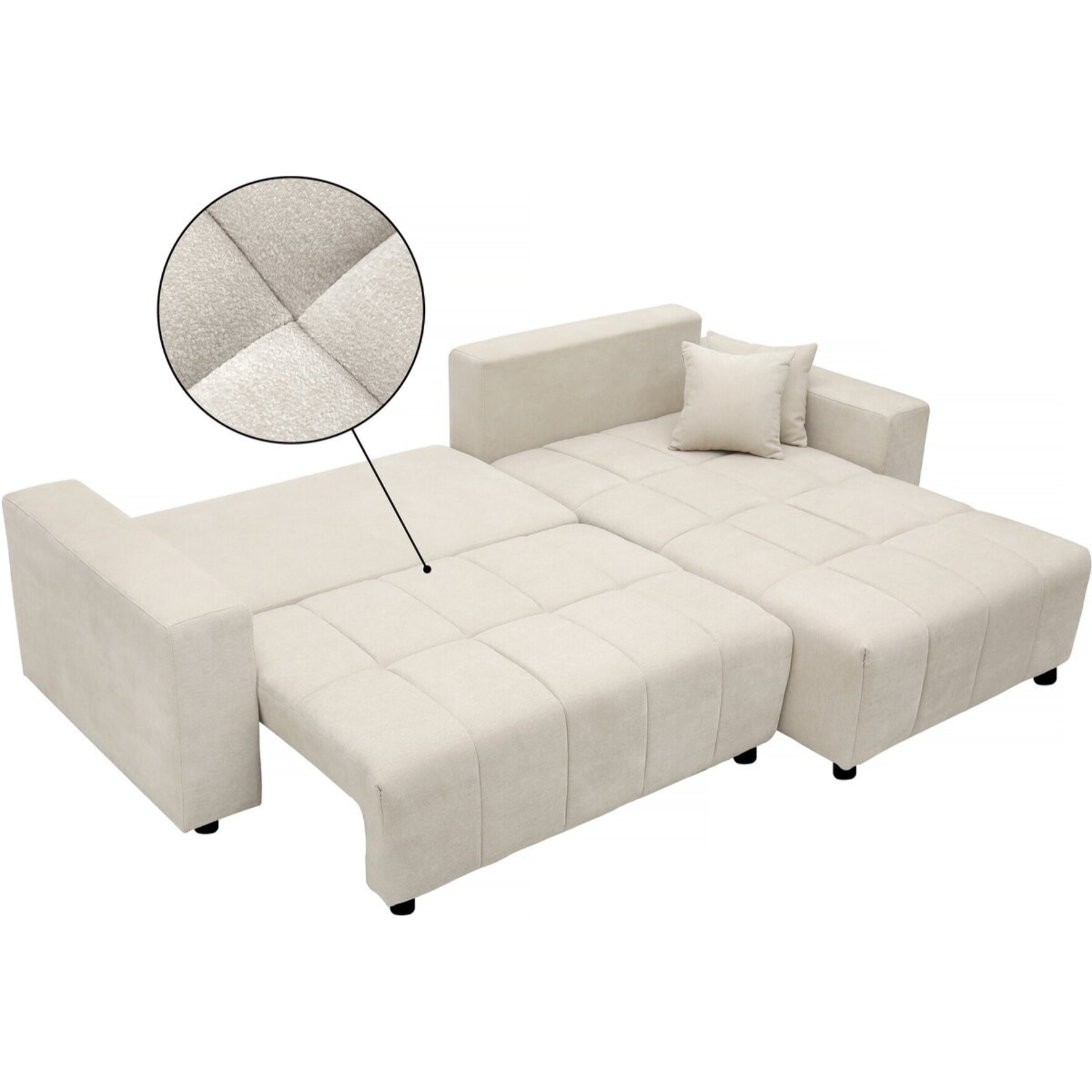 Canapé d'angle convertible style bubble tissu chenille "George" 4 places - Beige