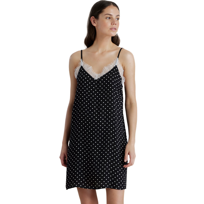 Camicia da notte donna in viscosa bretellina articolo pois Noidinotte