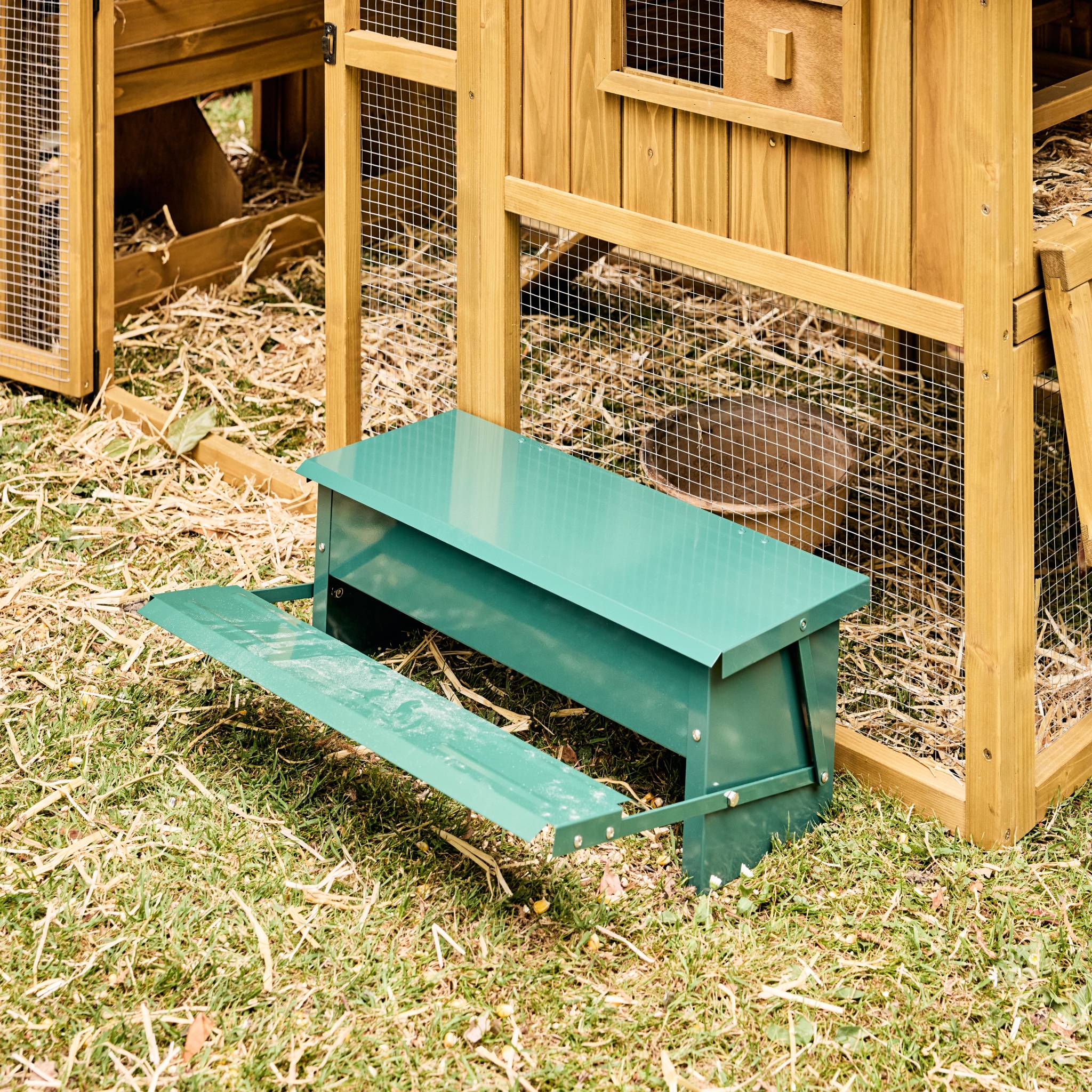 Mangeoire automatique pour poules - distributeur à pédale - capacité de 5kg - acier galvanisé