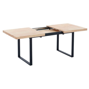 Mesa de comedor extensible Natural Roble salvaje - Negro