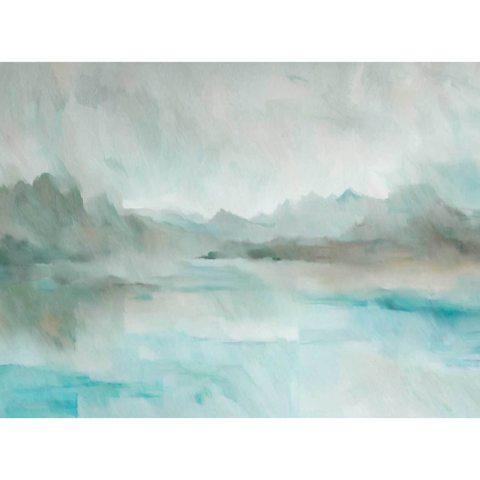 Papier peint Brume alpine turquoise & céladon Intissé