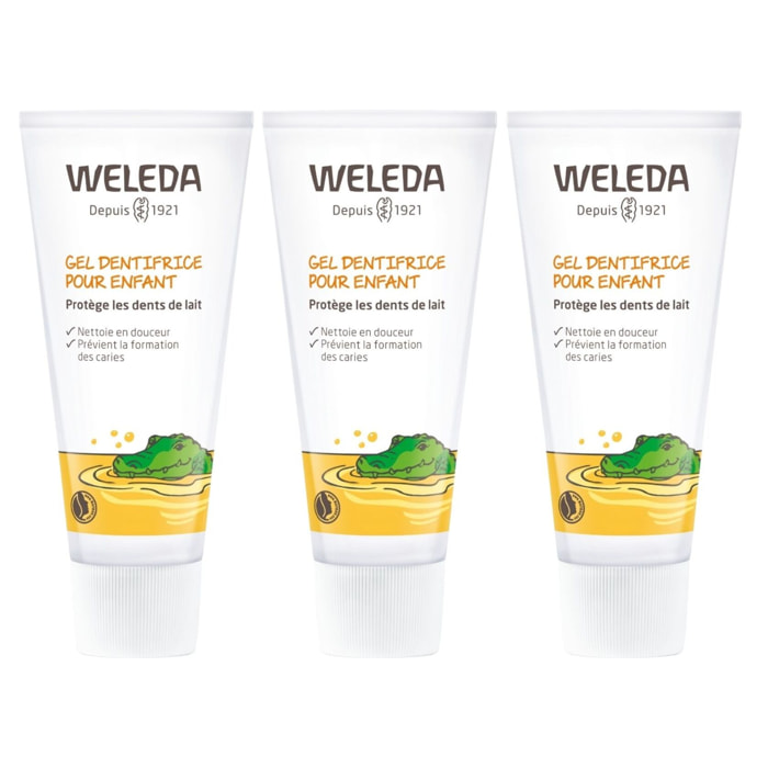 WELEDA - Trio Gel dentifrice pour Enfant -  Nettoie en douceur les dents de lait - Vegan*- Certifié Natrue** - Tube 50 ml  x 3
