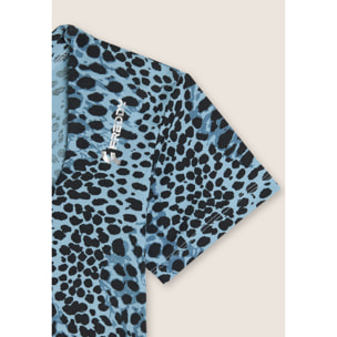 T-shirt slim fit cropped con stampa animalier