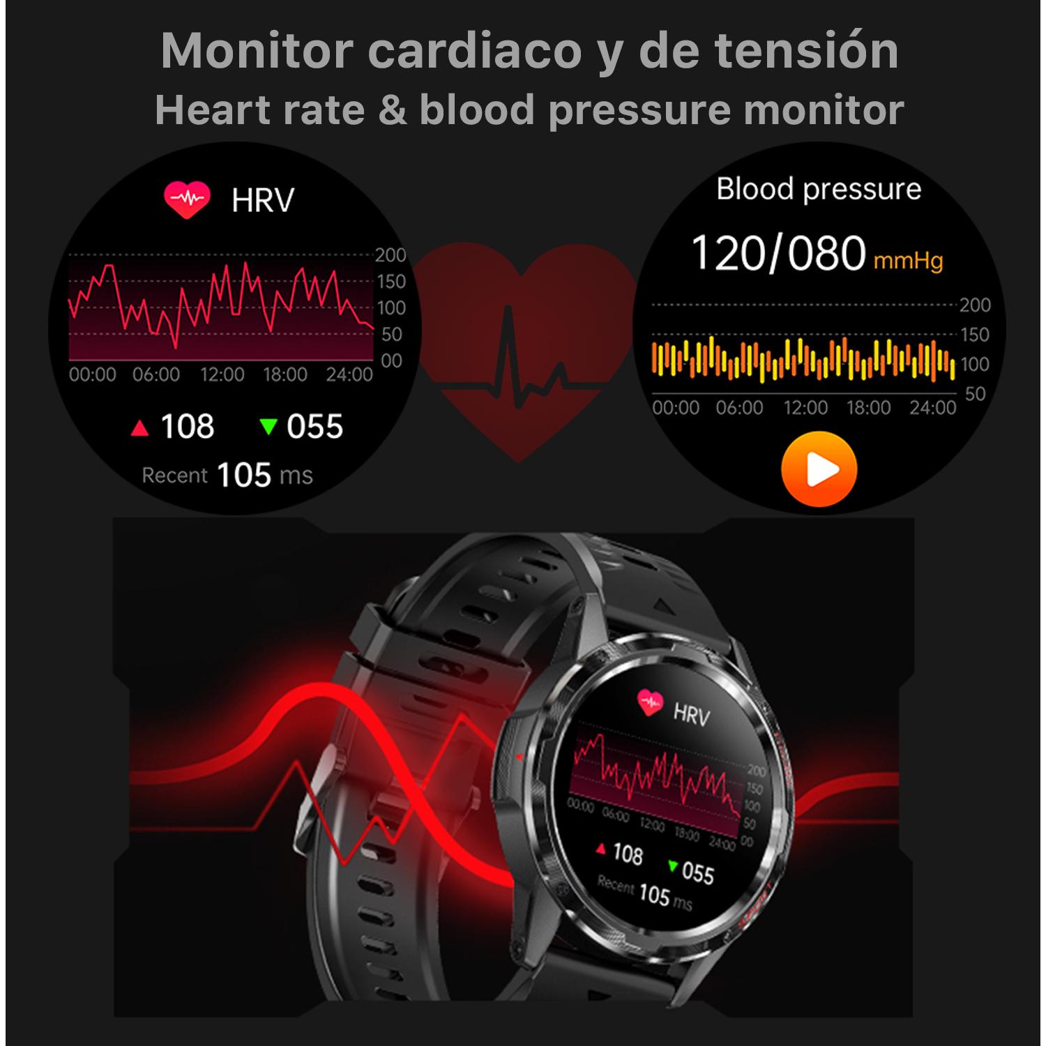 Smartwatch H70 con cardiofrequenzimetro e misuratore di pressione. Più di 20 modalità sportive, notifiche delle app.