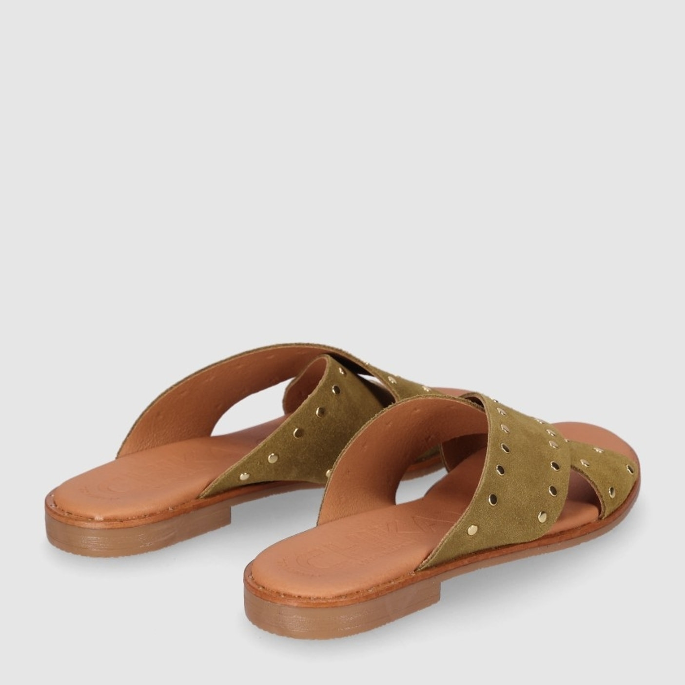 Sandalias de Serraje - Kaki - Tacón: Bajo