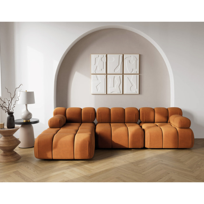 Ruby - canapé modulable d'angle gauche 4 places en velours texturé - Terracotta
