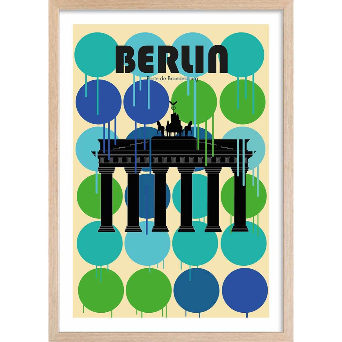 Affiche berlin brandenburger tor Affiche + cadre en bois - Chêne