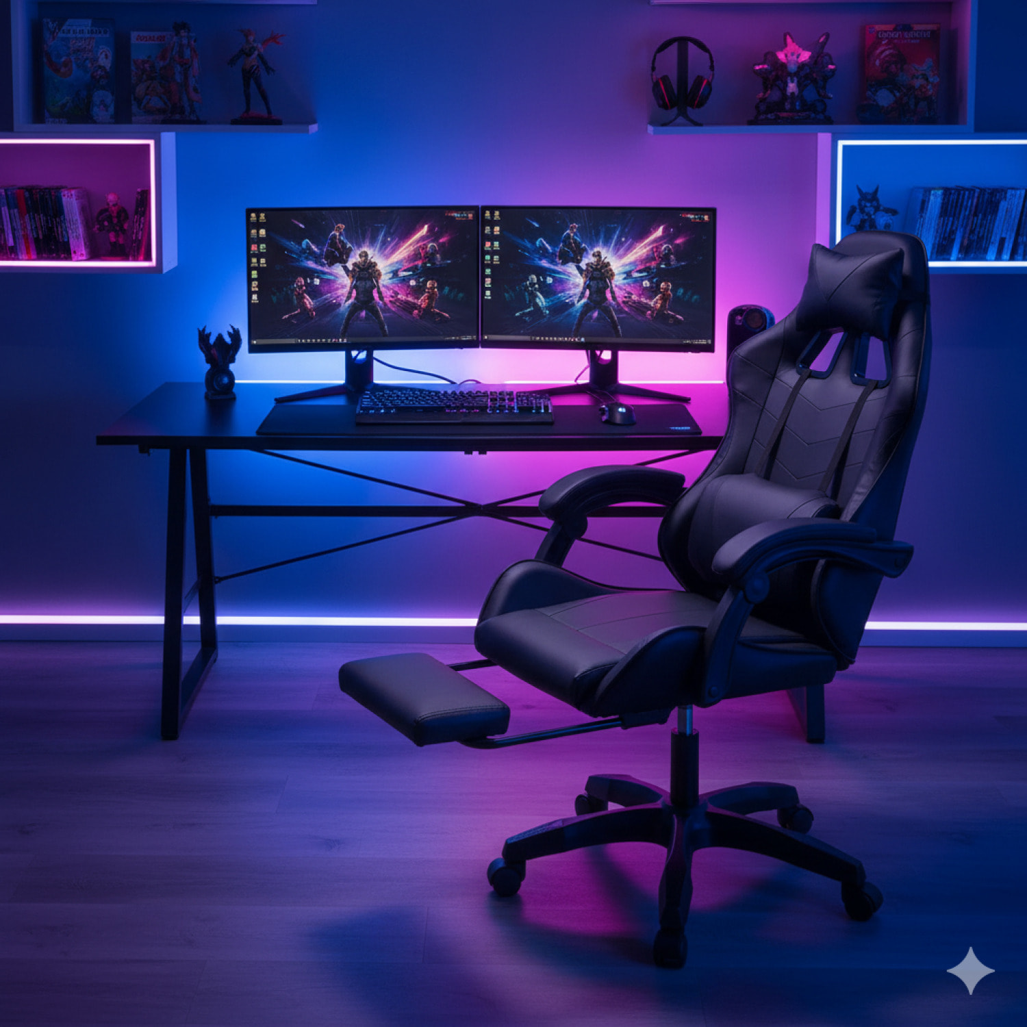 Chaise gaming de bureau ergonomique inclinable noire JOAO