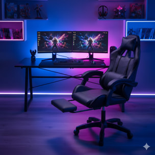 Chaise gaming de bureau ergonomique inclinable noire JOAO