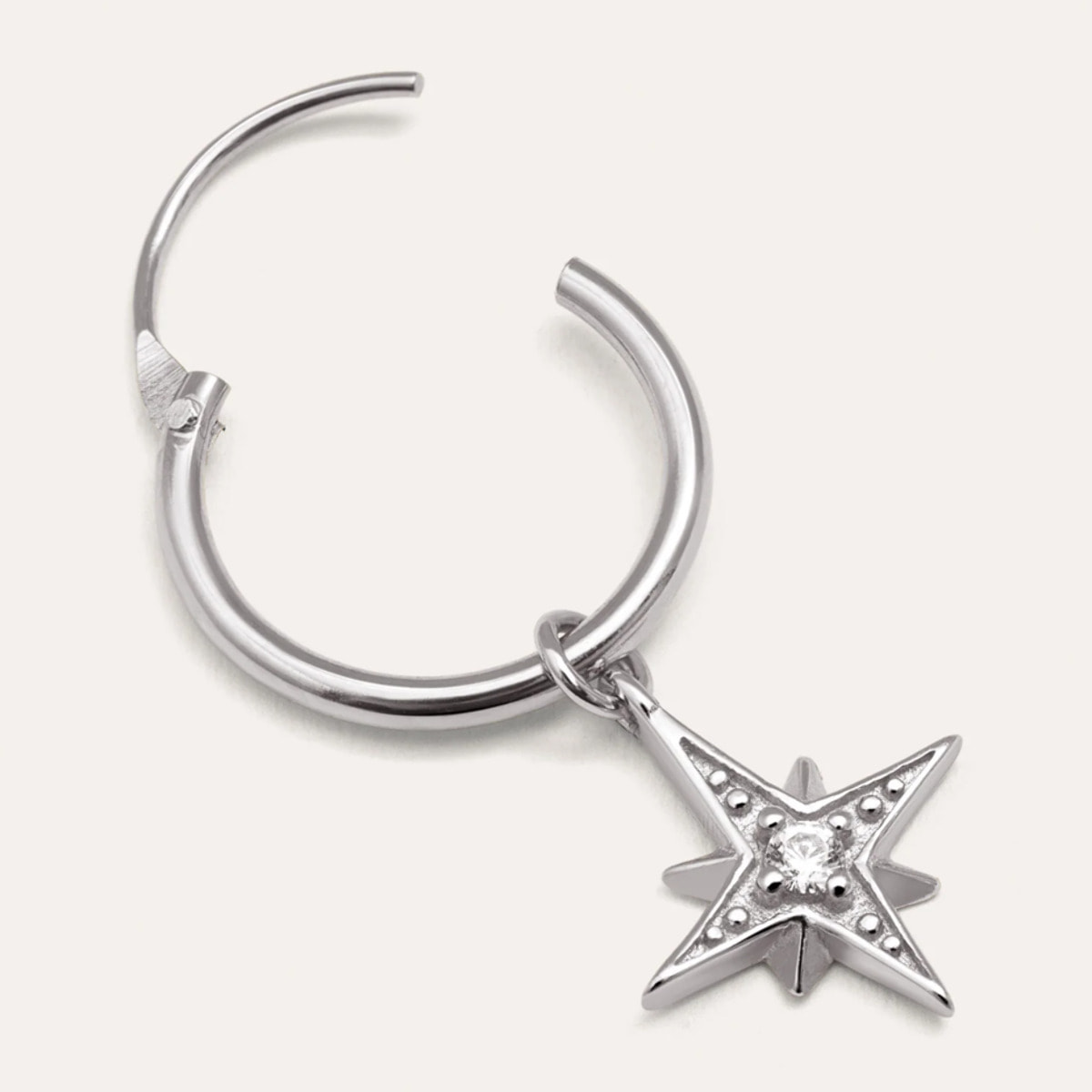 Pendiente Suelto Aro Estrella Polar Plata