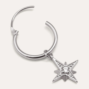 Pendiente Suelto Aro Estrella Polar Plata