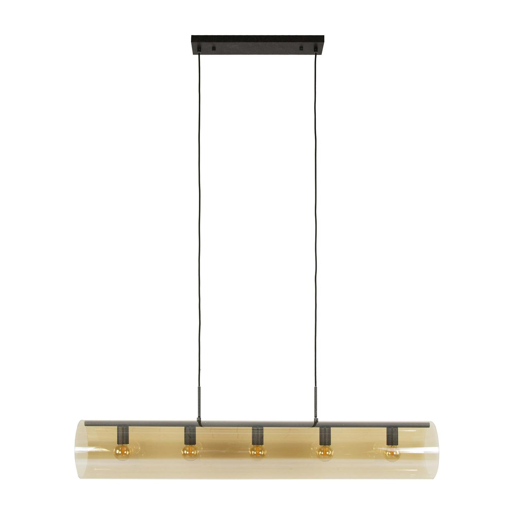 Suspension tube en verre ambré 5 lampes RALF
