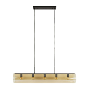 Suspension tube en verre ambré 5 lampes RALF