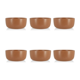Lot de 6 assiettes creuses marron en grès 15cm ARITA