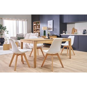 Chaises design blanc et bois clair massif (lot de 2) PAULINE