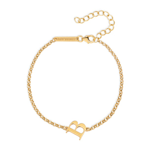Pulsera Single Letter Plata Baño Oro
