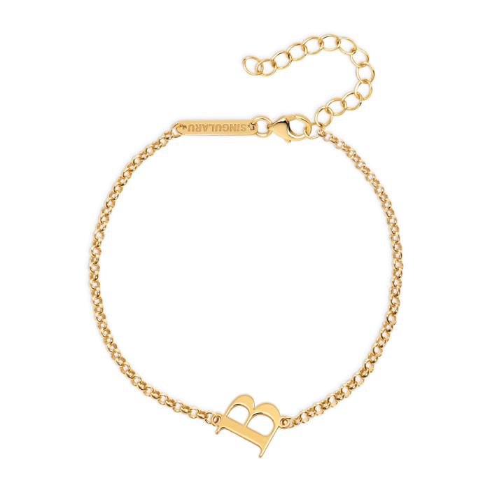 Pulsera Single Letter Plata Baño Oro