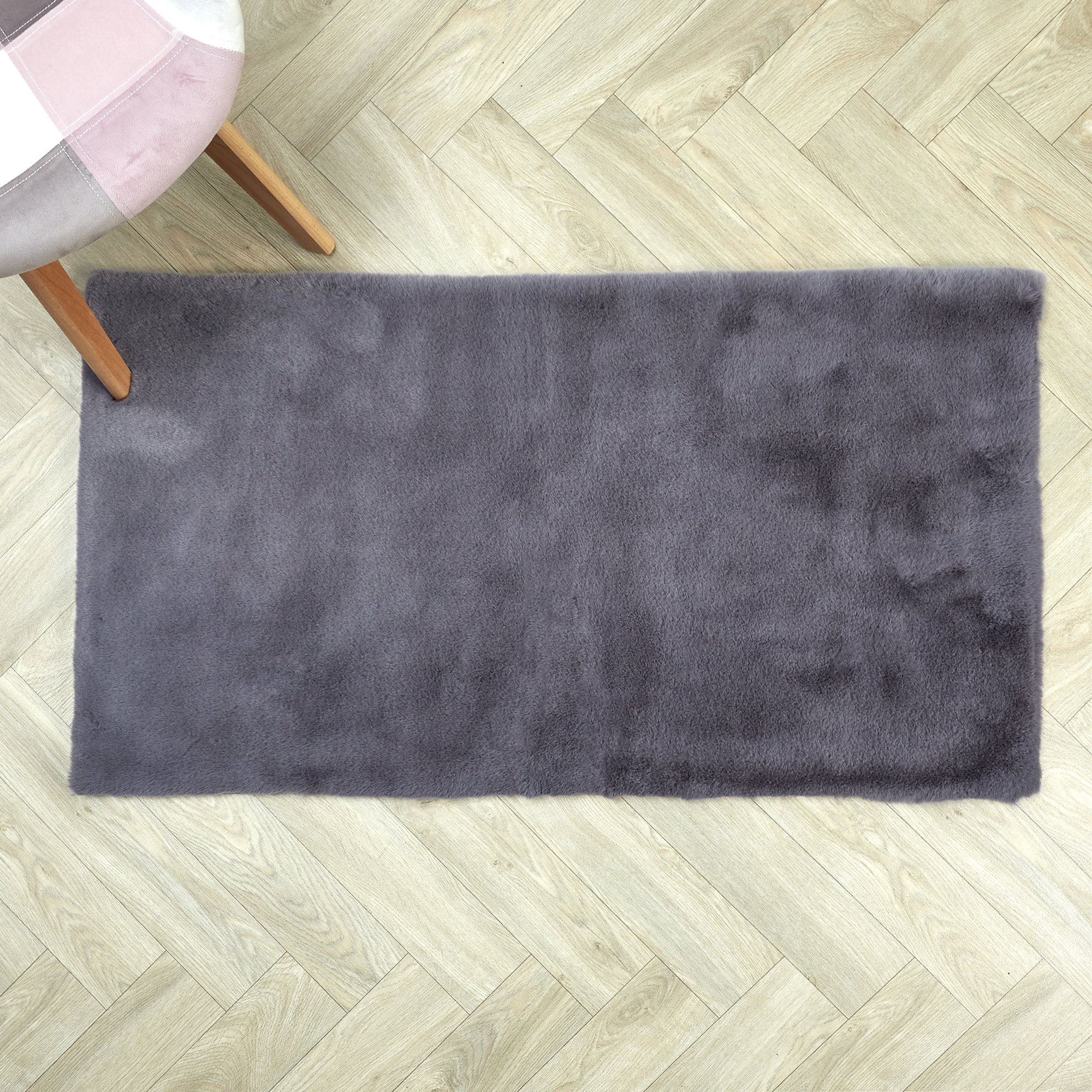 Tapis Imitation Fourrure Fin Gris 110x60cm