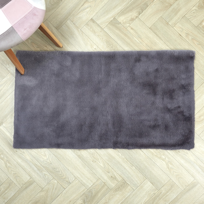 Tapis Imitation Fourrure Fin Gris 110x60cm