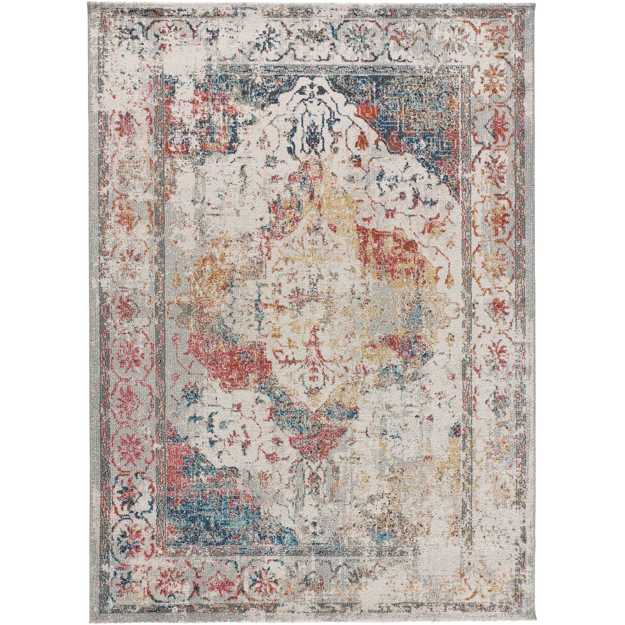 BALAKI Alfombra estilo vintage de pelo corto multicolor, varias medidas disponibles
