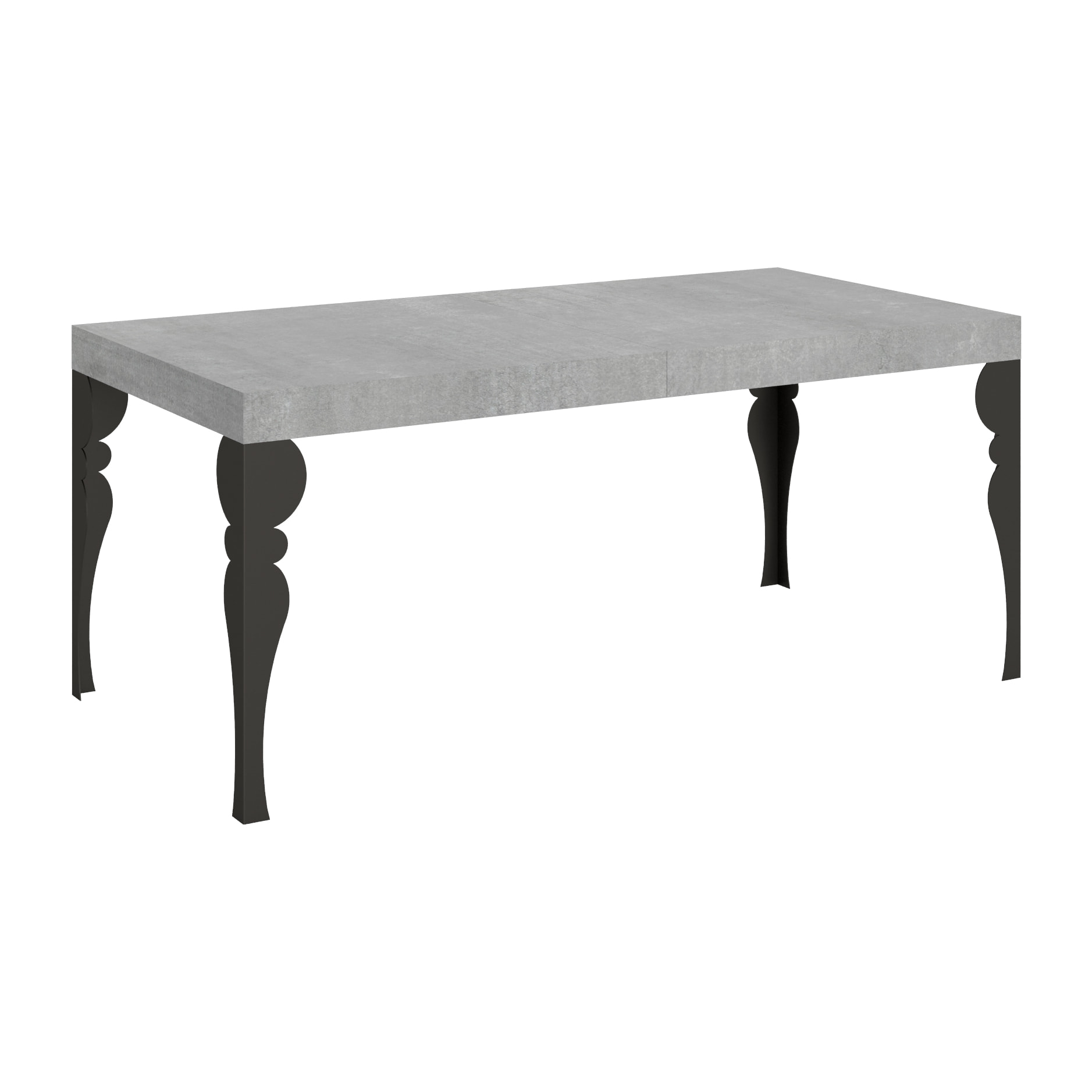 Table extensible 90x200/304 cm Paxon Gris Béton cadre Anthracite