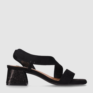 Sandalias de Tejido - Negro - Tacón: 5 cm