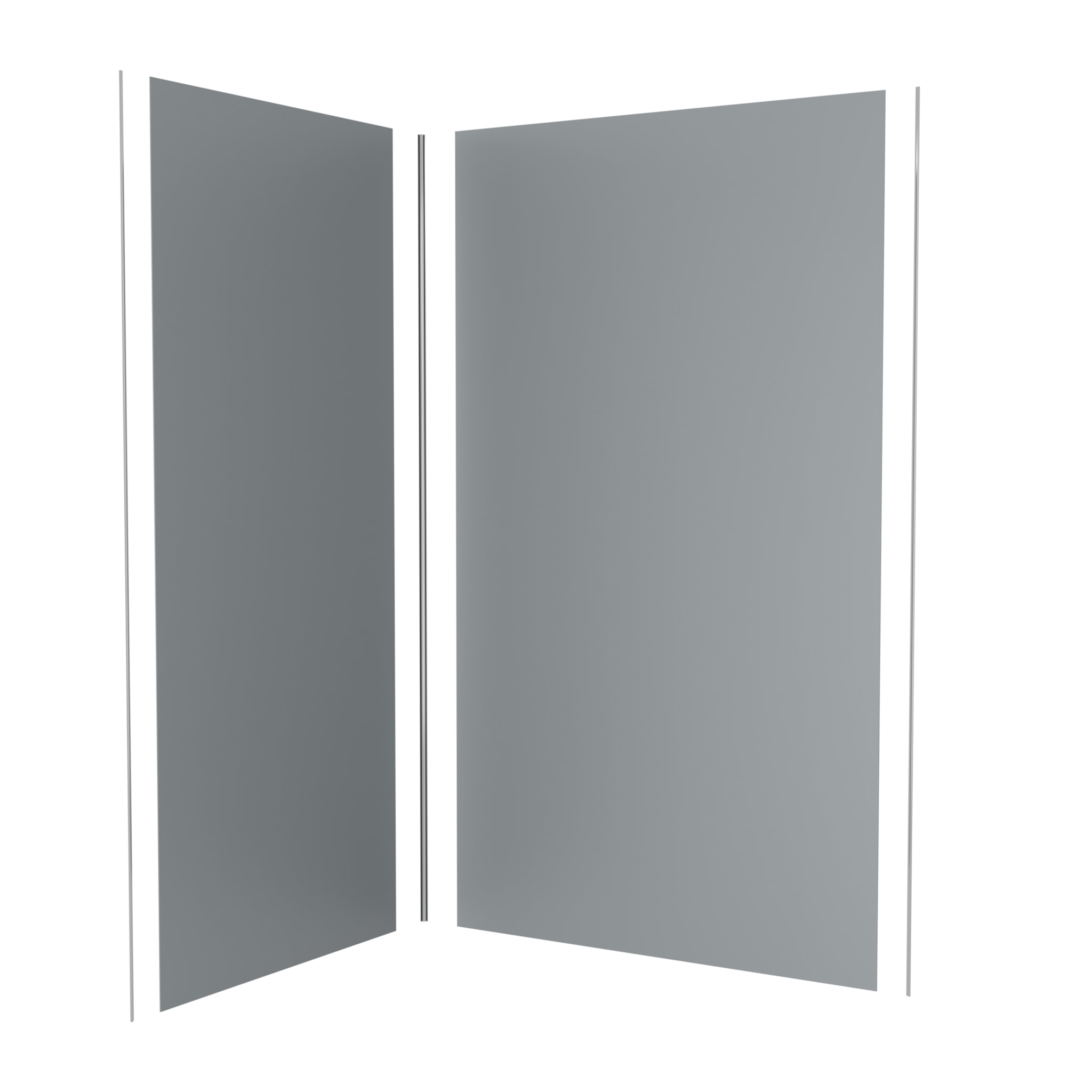 Pack 2 Panneaux Muraux en Aluminium Silver 120+90x210 cm + Profilés Chrome