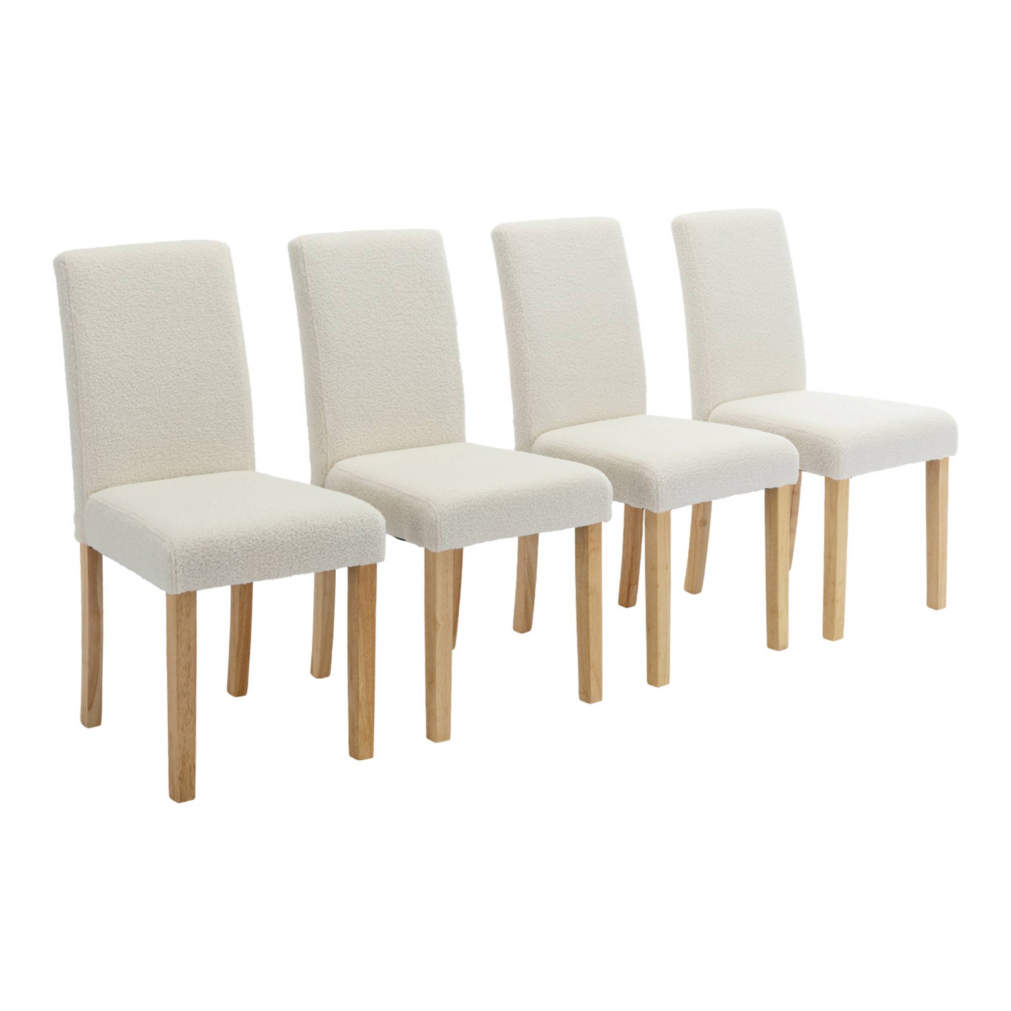Lot de 4 chaises RITA revêtement bouclette pieds en bois d'hévéa