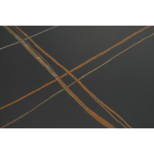 Table à manger design ronde en céramique noire et métal D90 cm MALOU